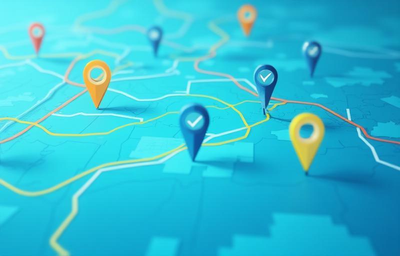Image illustrating optimized routes on a digital map